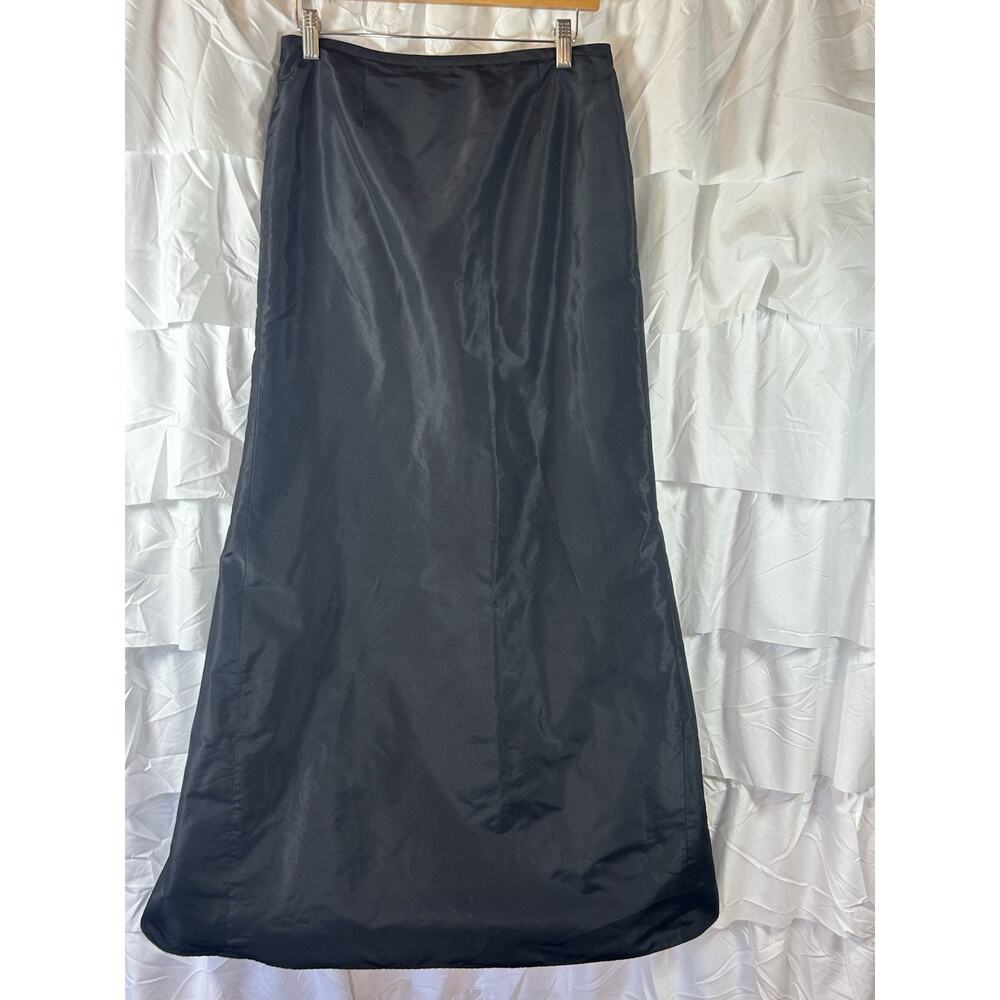 Rickie Freeman Teri Jon Maxi Skirt 6 Black 100% silk Formal Party Cruise Wedding - Picture 2 of 9
